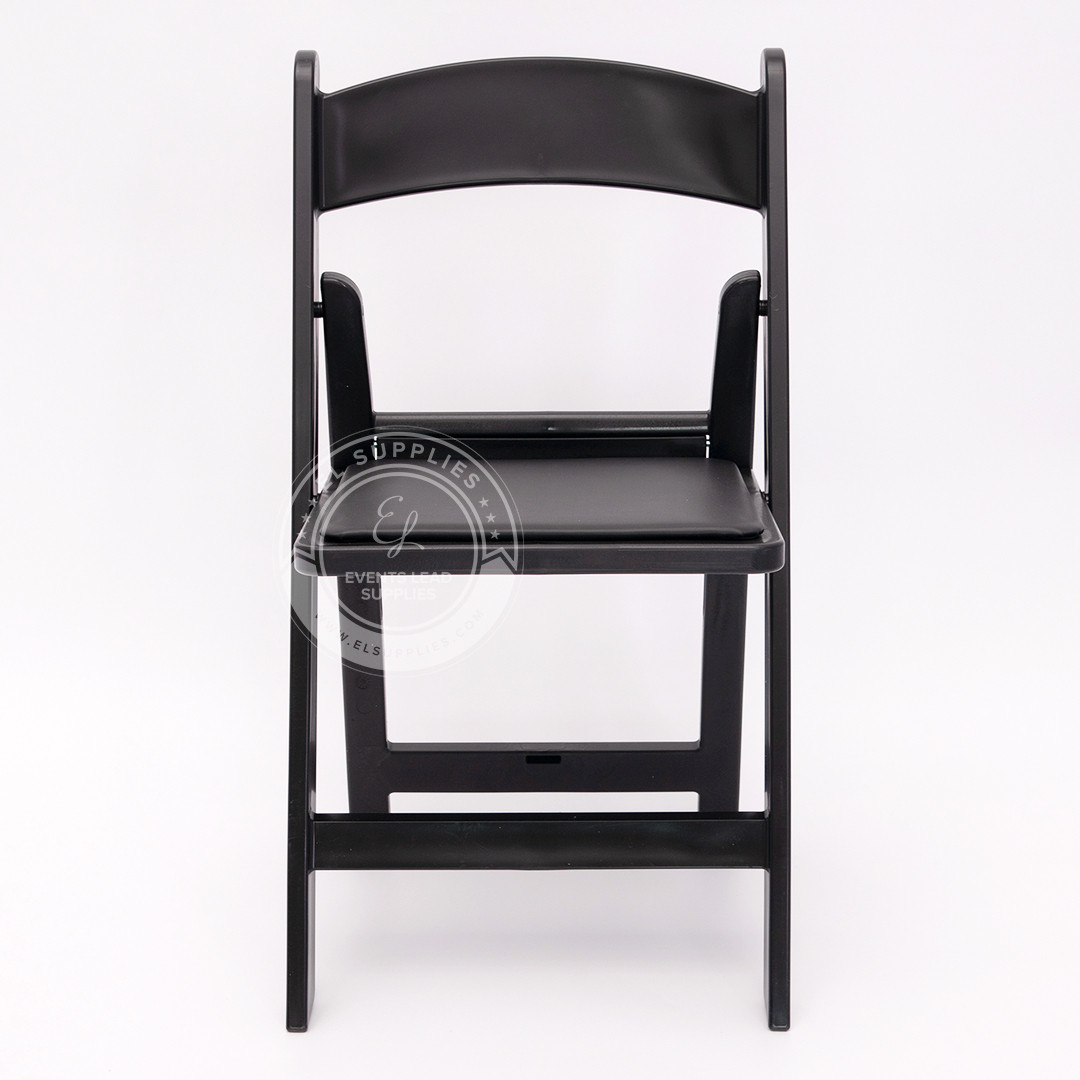 Folding Chair Resin Black - Vinyl Cushion - EL Supplies