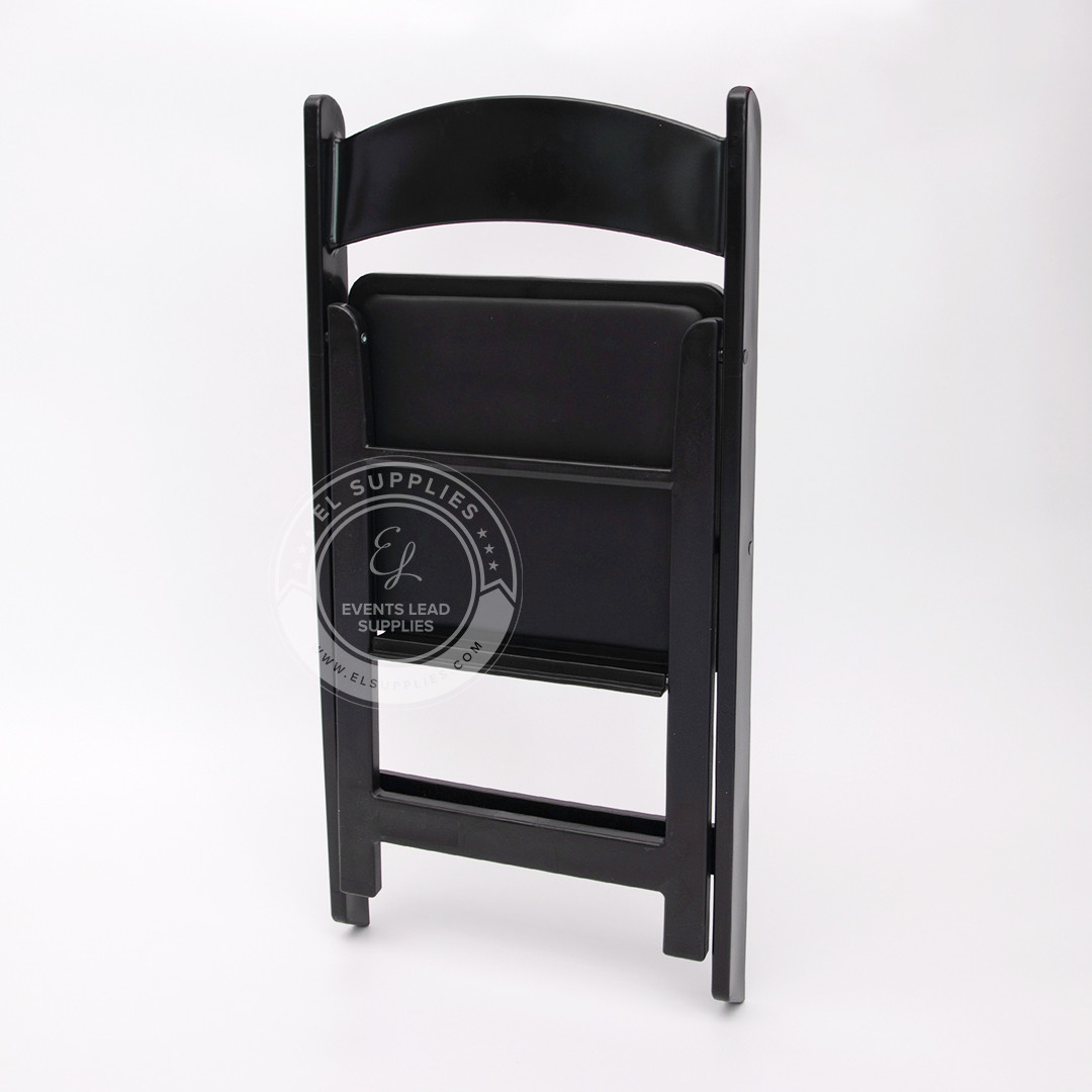 Folding Chair Resin Black - Vinyl Cushion - EL Supplies