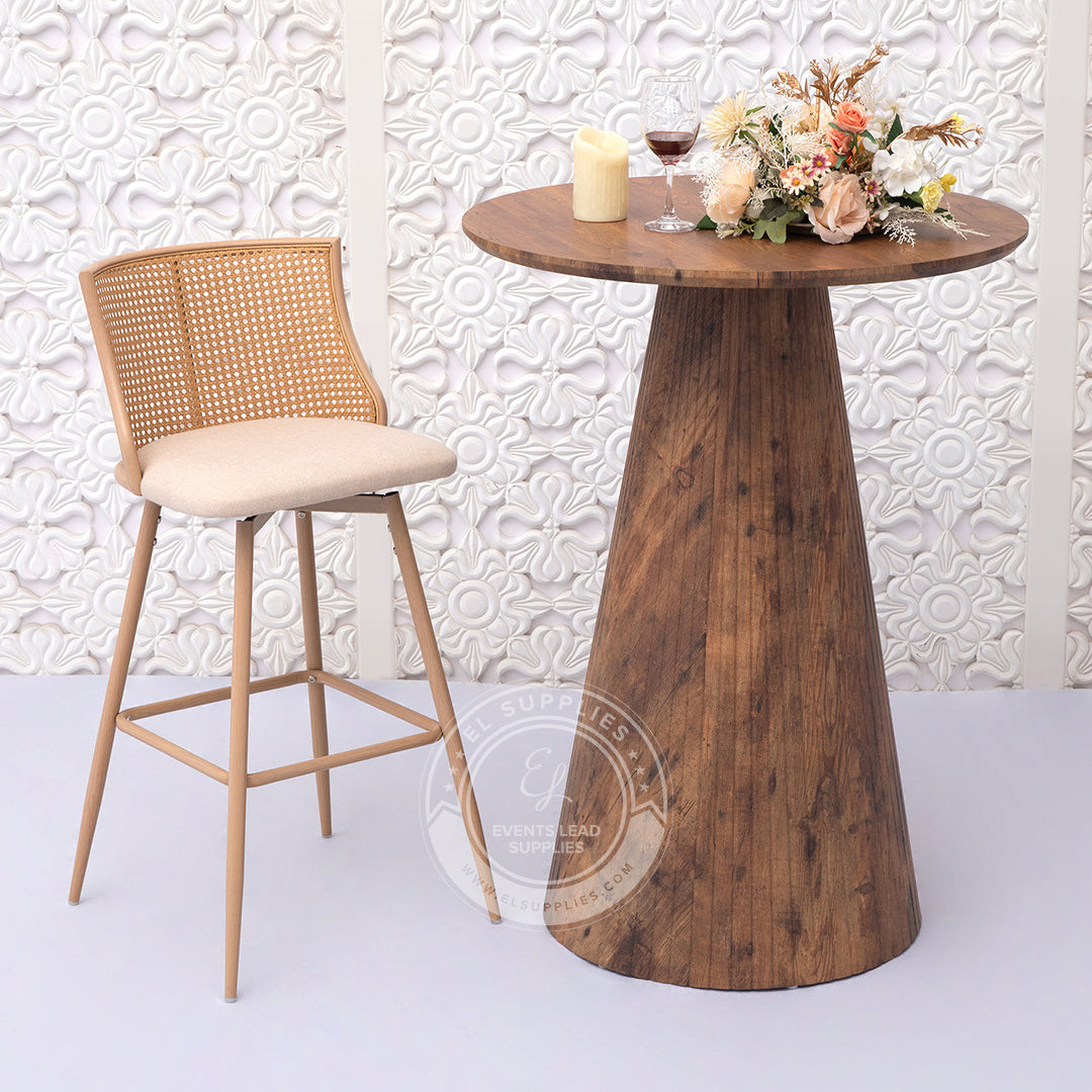 ASILAH Beige Rattan Swivel Barstool - EL Supplies