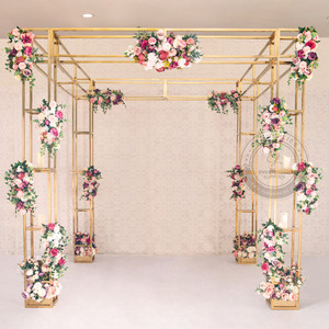 PARANKA Gold Stainless Steel Square Gazebo Canopy, Modern Wedding Chuppah