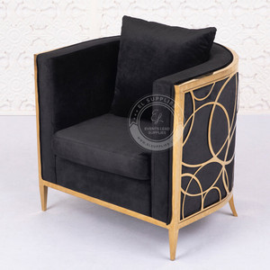 ALCMENE Black Lounge Chair with Gold Design