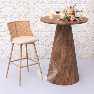 ASILAH Beige Rattan Swivel Barstool