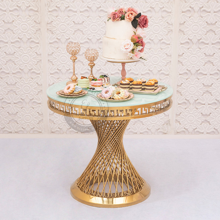 VORAGE KUSCO Spoke Gold Cake Table