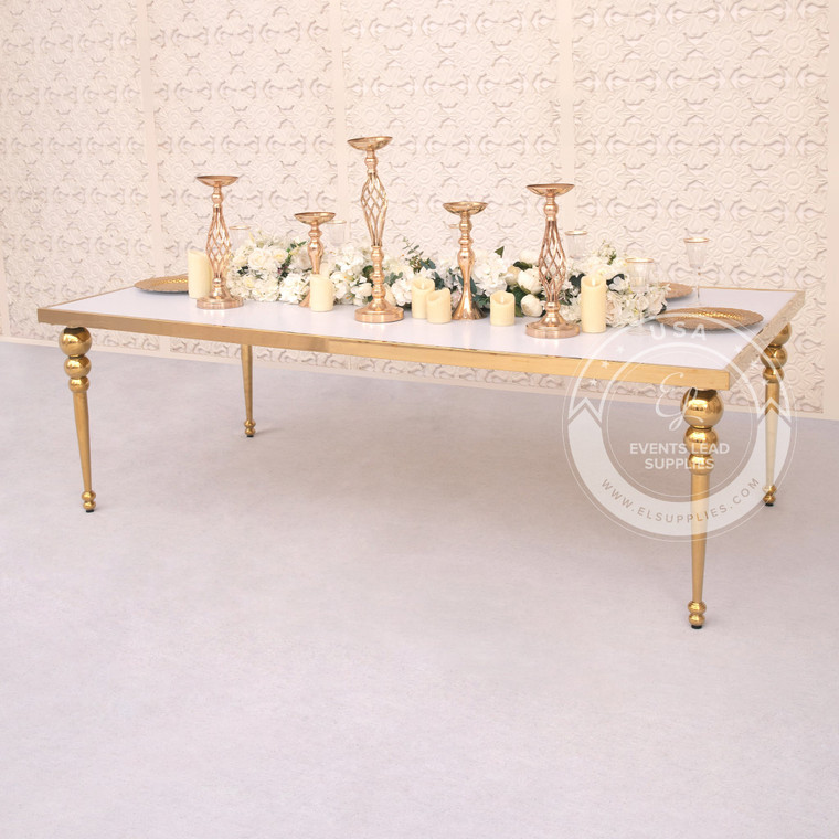 KAIROS Dining Table Gold Frame with White Top
