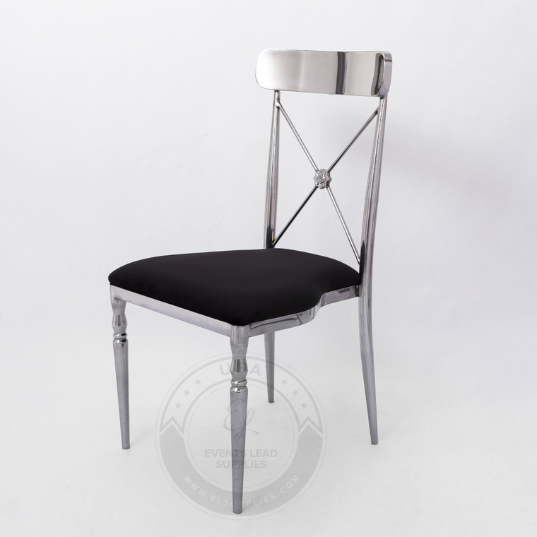 FRANKLIN Seneca Dining Chair - Silver Frame Black Cushions