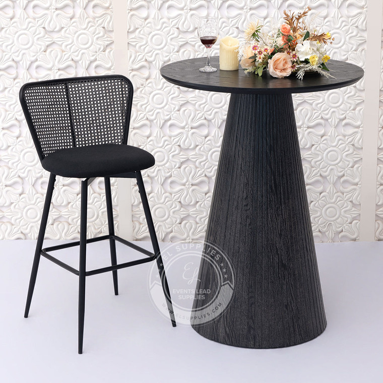 MEKNES Black Rattan Swivel Barstool