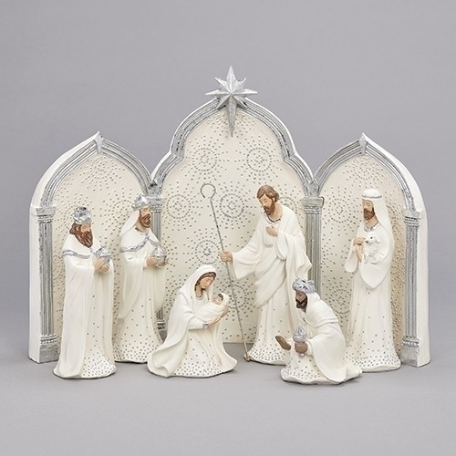 White Triptych Saints Nativity