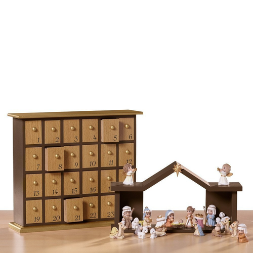 Advent calendar and 26 piece nativity figures