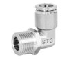 STC MES 1/8" 10-32 W Male Elbow (Swivel)- Stainless Steel (Gripper Style) Fittings, 10-32UNF