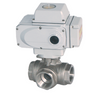 STC E 1/2" NPT -L" NPT Electric Actuated Valve 3 Way, L Port with Actuator, and On/Off Indicator