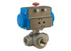 Bonomi 8P0139 Series - 3 Way, Stainless Steel, Standard Port, T-Port, NPT, Ball Valve with Double Acting Pneumatic Actuator.