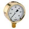 2-1/2" NOSHOK 25-300-3000-psi/bar-BT8 Pressure Gauge with Glycerin Filled and 0.8 mm Brass Threaded Orifice - NPT Male Bottom Connection, Brass Case