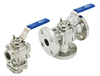 1/2" AVCO 1700 Diverter Ball Valve, 3 Way, 3 Piece, 316 Stainless Steel, 150# Flange, Bottom Entry with Locking Handle