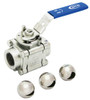 1/4" AVCO 1900 Firesafe, Control Ball Valve, 3 Piece, 316 Stainless Steel, NPT, 60° Vee Port with Locking Handle
