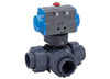 Bonomi 8P3LDAPVC Series - PVC, L-Port, Full Port, Ball Valve with Double Acting Pneumatic Actuator