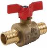Jomar Valve T-412G T-Handle Series, 2 Piece, Standard Port, Dezincification Resistant Lead-Free Brass, Crimp Pex Connection, T-Handle, Drain, 400 WOG Ball Valve
