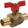 1" Jomar Valve T-412G T-Handle, 2 Piece, Standard Port, Dezincification Resistant Lead-Free Brass, Crimp Pex Connection, T-Handle, Drain, 400 WOG Ball Valve