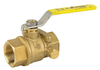 1/2" Jomar Valve T-100STN, 2 Piece, Full Port, Brass, NPT Threaded, Side Tap, 600 WOG Ball Valve