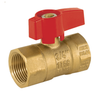 1"  Jomar Valve T-2005C Red Handle, 2 Piece, Gas Ball Valve, Teardrop Handle, NPT Threaded, 175 WOG