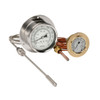 2-1/2" NOSHOK 300 Series Vapor Actuated Remote Dial Indicating Thermometers, 25-310-2-1-9-2-15-3-2, 50 to 350 ºF/ºC Armored Copper Capillary, 15 ft, 1/2" NPT Union Copper Bulb, 4-1/2" x 3/8", -40º Service Fill, Chrome Front Flange