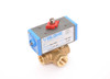1-1/4" Bonomi 8P0130 - 3 Way, L-Port, FNPT, Brass Body, Actuated Ball Valve, with DA Pneumatic Actuator