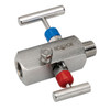 NOSHOK 2070 Series Block & Bleed 2 Needle Valves With Hard Seat, 2070-EFMS, 1/2" NPT, Female x Male, Extended, 316 Stainless Steel, Hard Seat, 0.187" Orifice Block, Bleed 2-Valve