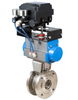 1-1/2" Bonomi EP720370V**SR-1-1/2 30/ 60/ 90° V-Port Ball Valve, 2-Way, Stainless Steel, ANSI 150 Flanged, Fire-Safe Wafer Style, with Spring Return Pneumatic Actuator and Electro-Pneumatic ENP-B 4-20mA Positioner