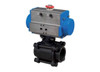 1-1/2" Bonomi 8P0621 - Ball Valve, 3 Piece, 2 way, Carbon Steel, FNPT Threaded, Full Port, with Spring Return Pneumatic Actuator