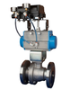 1" Bonomi PP760195V**DA-1 30-60/60°/90° V-Port Ball Valve, 2-Way, Stainless Steel, ANSI 300 Flanged, For Steam, Split  Body Style, with Double Acting Pneumatic Actuator and Pneumatic PNP-B 3-15 psi Positioner