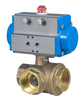 1-1/4" Bonomi 8P0129LF Ball Valve, 355NLF Direct Mount, 3-Way, Lead-Free Brass, NPT, T-Port, with Double Acting Actuator