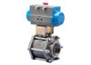 1-1/2" Bonomi 8P0196 - Ball Valve, 3 Piece, 2 way, Stainless Steel, FNPT Threaded, Full Port, with Spring Return Pneumatic Actuator
