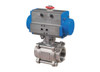 4" Bonomi 8P0720 - Ball Valve, 3 Piece, 2 way, Stainless Steel, FNPT Threaded, Full Port, with Double Acting Pneumatic Actuator