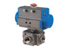 2-1/2" Bonomi SR97X - Ball Valve, Double L-Port, Block Body, Stainless Steel, FNPT Threaded, Full Port, with Spring Return Pneumatic Actuator