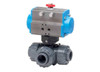 1-1/2" Bonomi 8P3TSRPVC - Ball Valve, 3-way, T-port, PVC, Full Port, with Spring Return Pneumatic Actuator