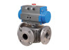 2-1/2" Bonomi SR97T150 - 3 Way, Stainless Steel, T Port, Ball Valve with Spring Return Actuator