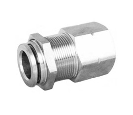 STC BCS 1/8" 10-32 W Bulk Head Connector- Stainless Steel (Gripper Style) Fittings 10-32UNF