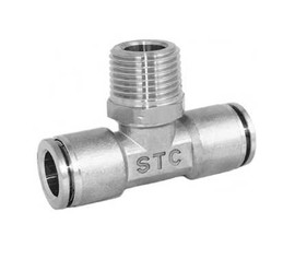 STC BTS 5/32" 10-32 W Branch Tee (Swivel)- Stainless Steel (Gripper Style) Fittings, 10-32UNF