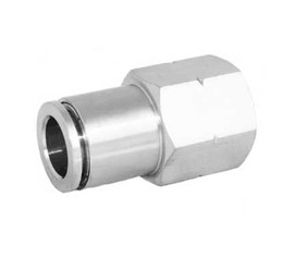 STC FCS 1/8" 10-32 W Female Connector- Stainless Steel (Gripper Style) Fittings, 10-32UNF