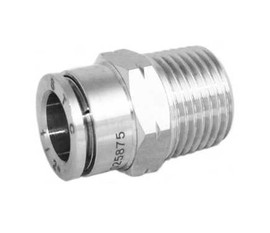 STC MCS 1/8" N1/4 W Male Connector- Stainless Steel (Gripper Style) Fittings, 1/4" NPT