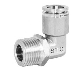 STC MES 1/4" 10-32 W Male Elbow (Swivel)- Stainless Steel (Gripper Style) Fittings, 10-32UNF