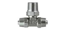 STC BTA 1/4" N1/4 Male Branch Tee Swivel- Barb Compression Fittings, 1/4" NPT