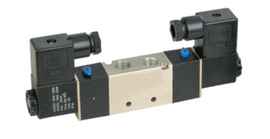 STC 4V130E-1/8 Solenoid Valve- Air Return (double solenoid), Exhausted Center, 4-Way, 5-Port, 3-Position