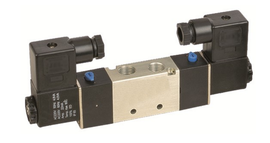 STC 4V330P-3/8 Solenoid Valve- Air Return (double solenoid), Pressure Center, 4-Way, 5-Port, 3-Position