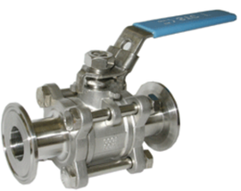 STC V3C-2" FNPT Sanitary Stainless Steel Ball Valve- Full Port, Clamp End, Padlocking Device and Actuator Mounting Bracket