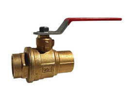 1/2" Red White Valve 5049F - Brass, Solder End, Full Port, Ball Valve