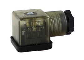 STC 2W200C-DIN-AC-DC Solenoid Coil for STC 3V200-400, 4V200-400 Series Solenoid Valves For 2W200C Coil - AC to DC Converter - DIN Housing with LED Indicator, Strain Relief Connector