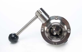 1-1/2" Sanitary Solutions SSBFVF-1.5-316L-V, 4-Position Clamp Butterfly Valve, 316L Stainless Steel Body with Viton Seat