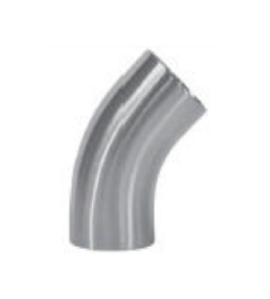 1-1/2" Sanitary Solutions SS2KS7-1.5-316L, 4° Buttweld Elbow with Tangents, Polish ID/OD, 316L Stainless Steel