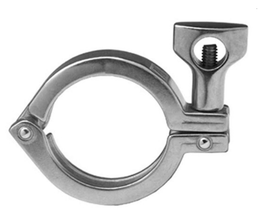 8" Sanitary Solutions SS13MHMV-8-304, Schedule 5 Heavy Duty Single Pin Clamp, 304 Stainless Steel