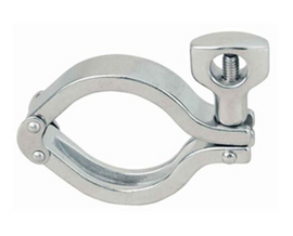 Sanitary Solutions SS13MHM-DP, Heavy Duty Double Pin Clamp, With Open Hole Wing Nut, 304 Stainless Steel